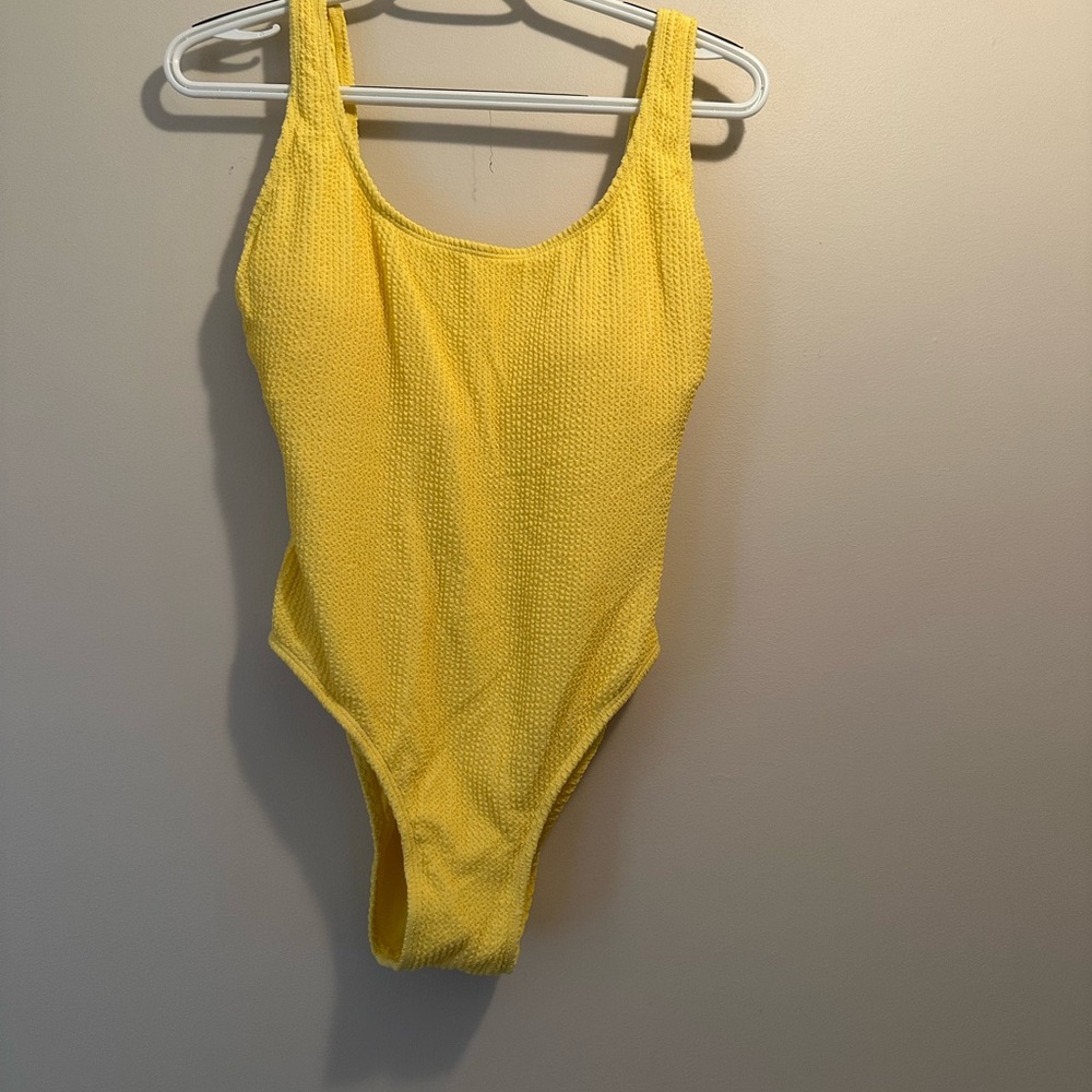 Lucky Brand Yellow Textured One-Piece Swimsuit